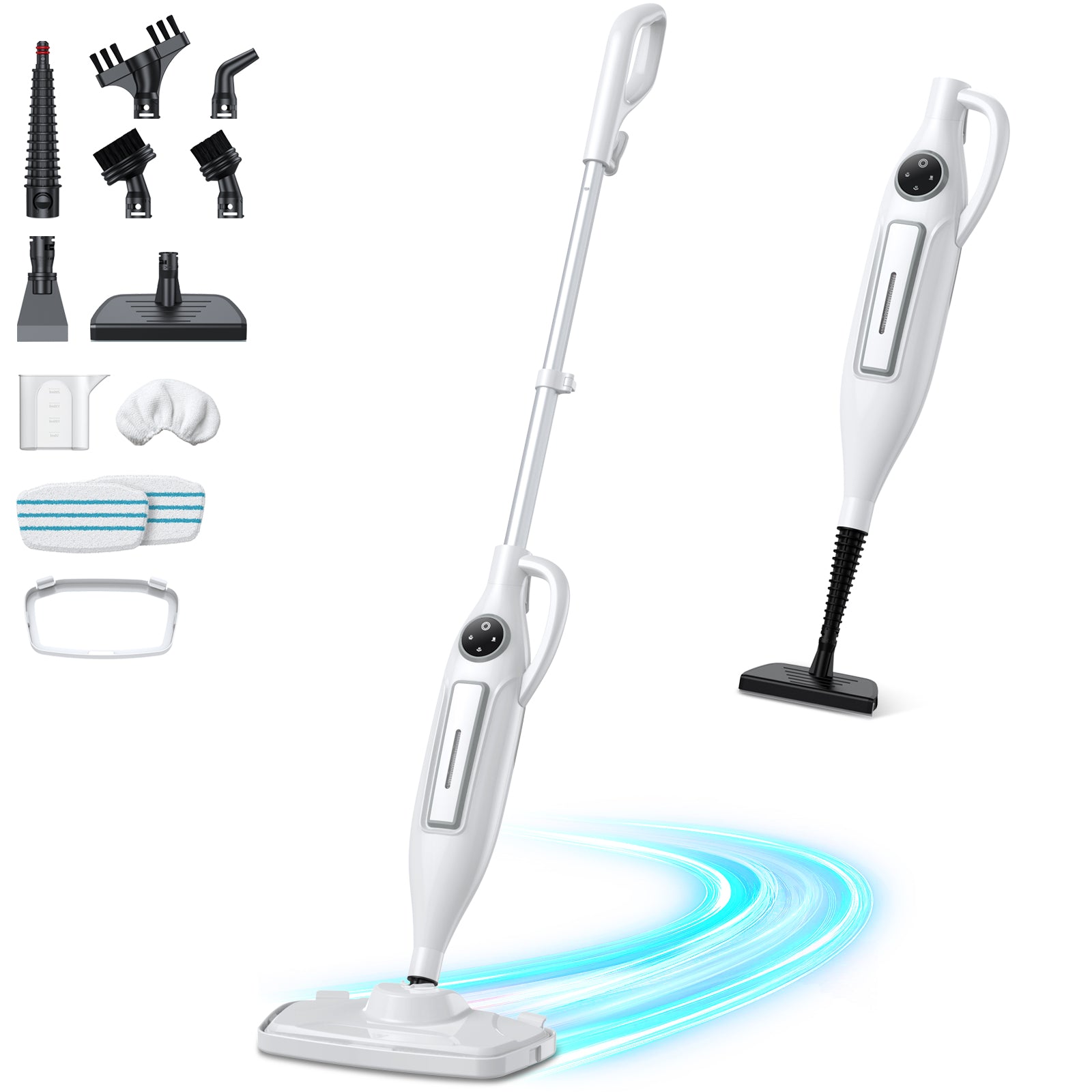 DUEDE 10-in-1 Steam Mop & Handheld Steam Cleaner | 266℉ Deep Clean, 2 Steam Modes, 11 Attachments