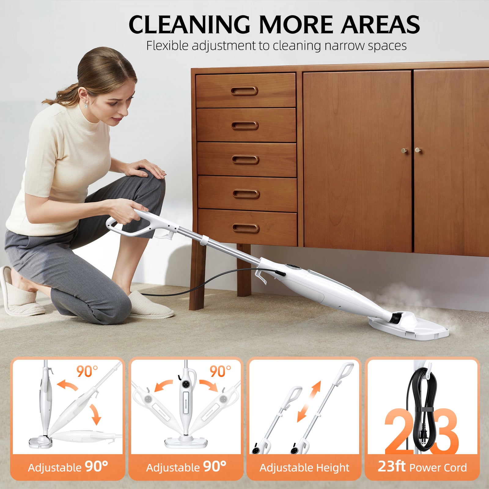 DUEDE 10-in-1 Steam Mop & Handheld Steam Cleaner | 266℉ Deep Clean, 2 Steam Modes, 11 Attachments