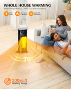 DUEDE Space Heater, 1500W Electric PTC Ceramic Heater for Indoor Use with Thermostat & 4 Fan Mode, 12H Timer, Remote, 2026 Upgraded Fast & Safety Portable Heat for Bedroom, Living Room