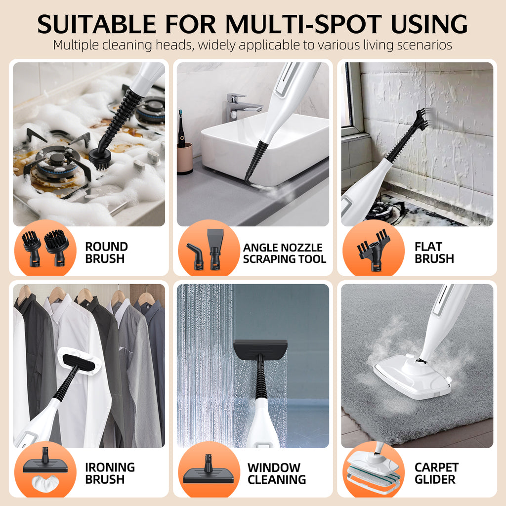 DUEDE 10-in-1 Steam Mop & Handheld Steam Cleaner | 266℉ Deep Clean, 2 Steam Modes, 11 Attachments