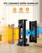 DUEDE Space Heater, 1500W Electric PTC Ceramic Heater for Indoor Use with Thermostat & 4 Fan Mode, 12H Timer, Remote, 2026 Upgraded Fast & Safety Portable Heat for Bedroom, Living Room