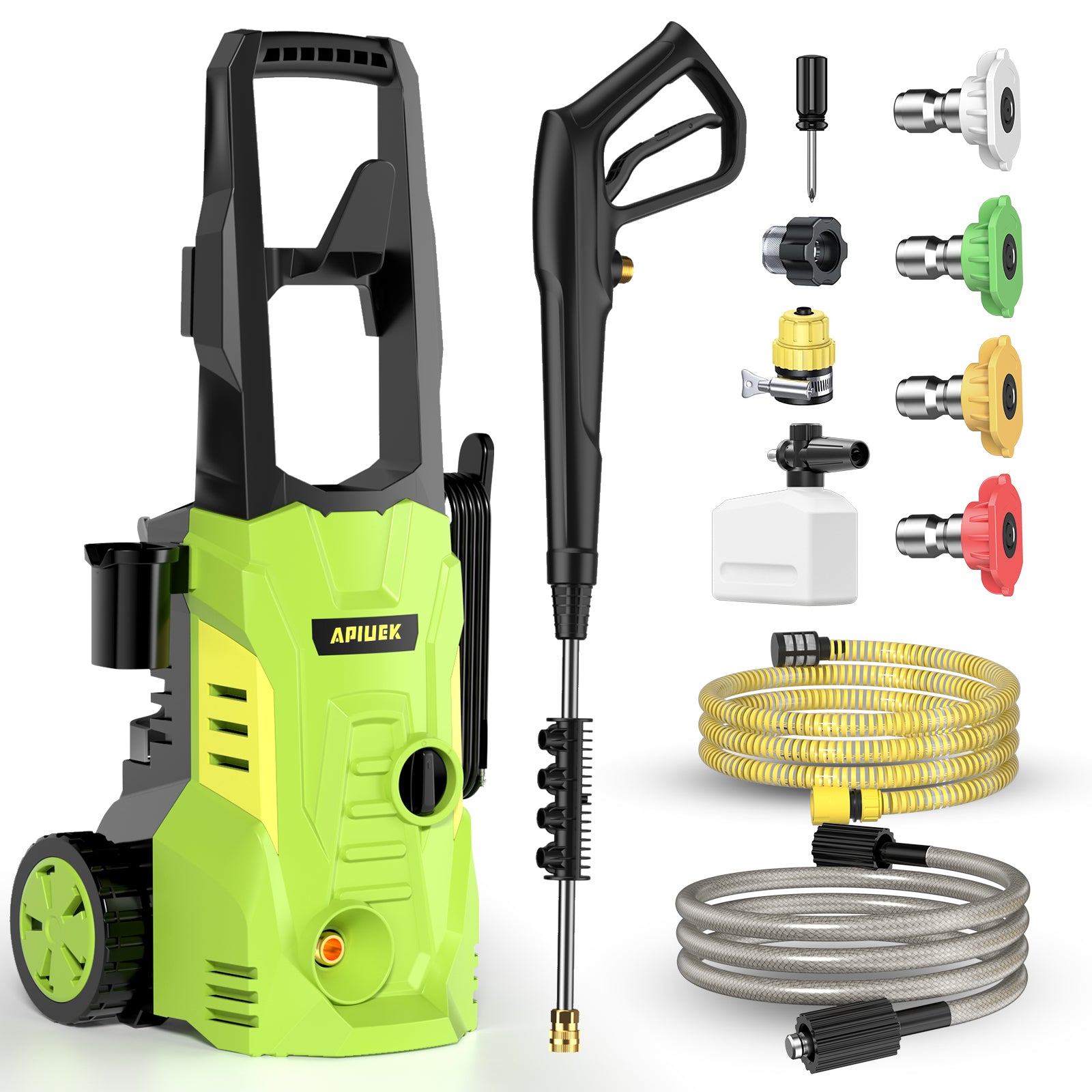 DUEDE Electric Pressure Washer - Portable Power Washer with Soap-Adjustable Tank, Steel Spray Wand, 4 Pressure Tips, 6.6 FT Inlet & 23 FT Outlet Hose, 3800PSI & 2.4GPM, for Patio/Car/Driveway/Fence