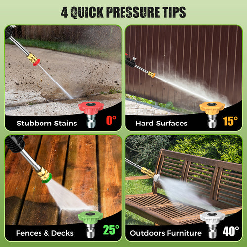 DUEDE Electric Pressure Washer - Portable Power Washer with Soap-Adjustable Tank, Steel Spray Wand, 4 Pressure Tips, 6.6 FT Inlet & 23 FT Outlet Hose, 3800PSI & 2.4GPM, for Patio/Car/Driveway/Fence