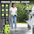 DUEDE Electric Pressure Washer - Portable Power Washer with Soap-Adjustable Tank, Steel Spray Wand, 4 Pressure Tips, 6.6 FT Inlet & 23 FT Outlet Hose, 3800PSI & 2.4GPM, for Patio/Car/Driveway/Fence