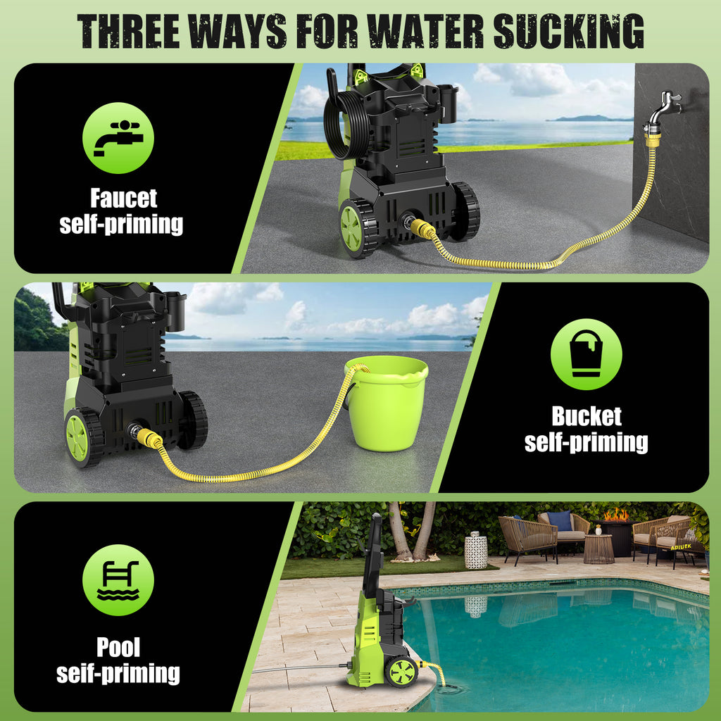 DUEDE Electric Pressure Washer - Portable Power Washer with Soap-Adjustable Tank, Steel Spray Wand, 4 Pressure Tips, 6.6 FT Inlet & 23 FT Outlet Hose, 3800PSI & 2.4GPM, for Patio/Car/Driveway/Fence