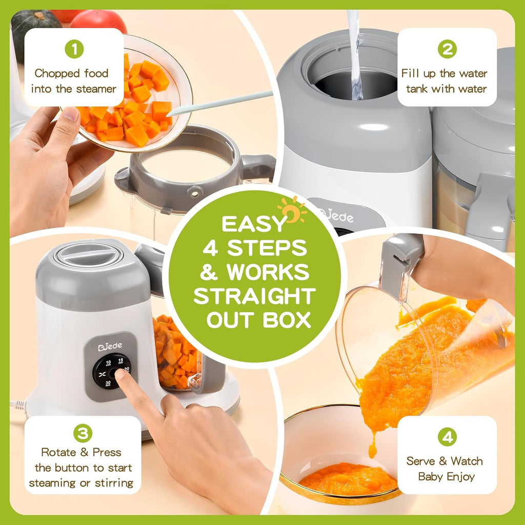 DUEDE Baby Food Maker - One Button Control Processor Steamer|Puree Blender Machine|Auto Cooking & Stirring, Cooking Nutritious Homemade Food for Infants & Toddlers, White