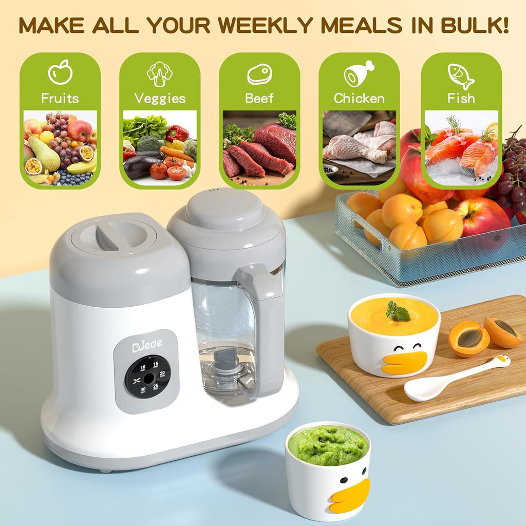 DUEDE Baby Food Maker - One Button Control Processor Steamer|Puree Blender Machine|Auto Cooking & Stirring, Cooking Nutritious Homemade Food for Infants & Toddlers, White